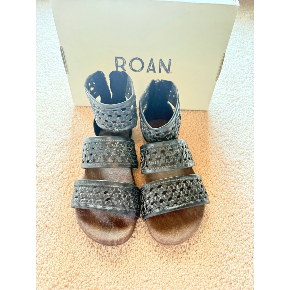 Roan Clio Epica Black Woven Gladiator Sandals F850010 Womens 6.5